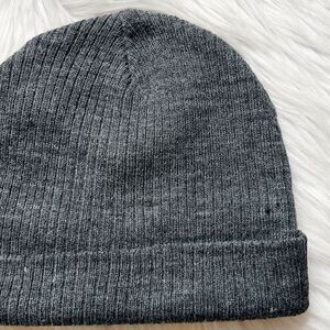 Forever 21 Ribbed Knit Beanie Dark Charcoal Grey One Size